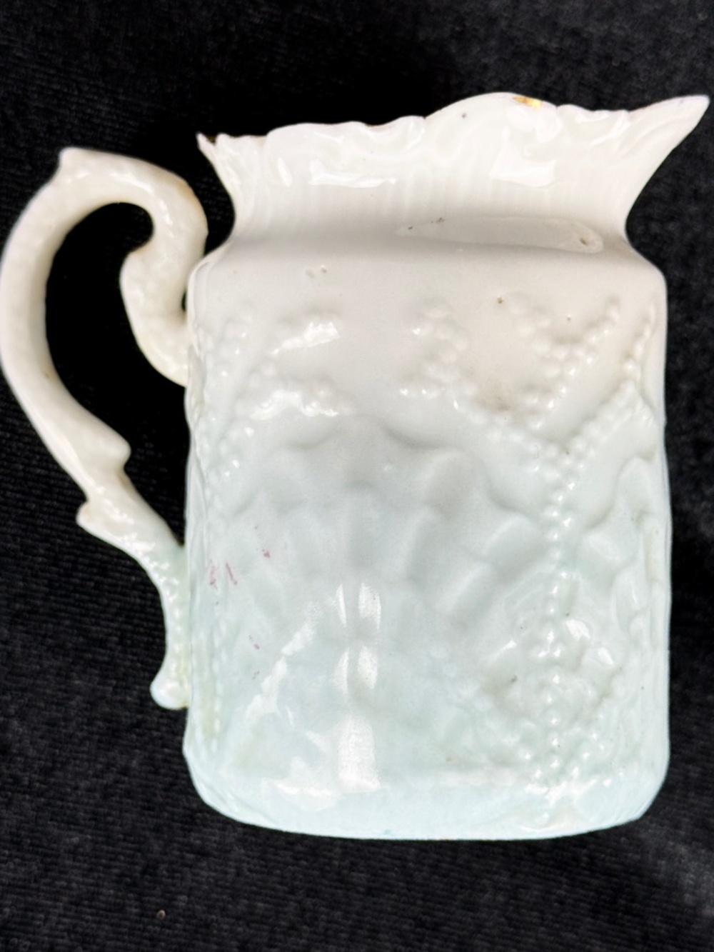 Antique 1876 Rockafellow Small Pitcher Sea Shells and Coral Ceramic Creamer